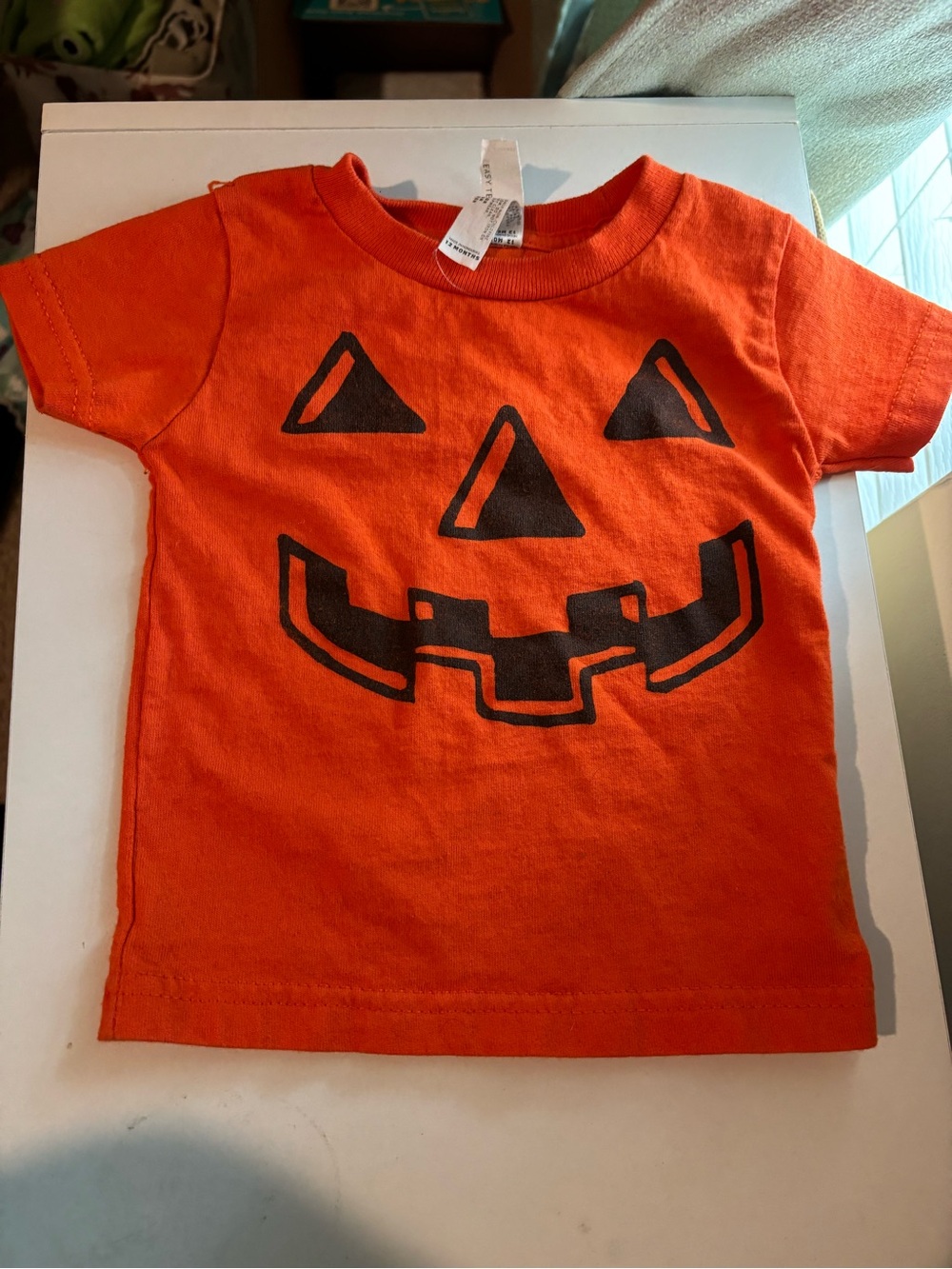 Rabbit Skins Orange Pumpkin Face Tee for Kids